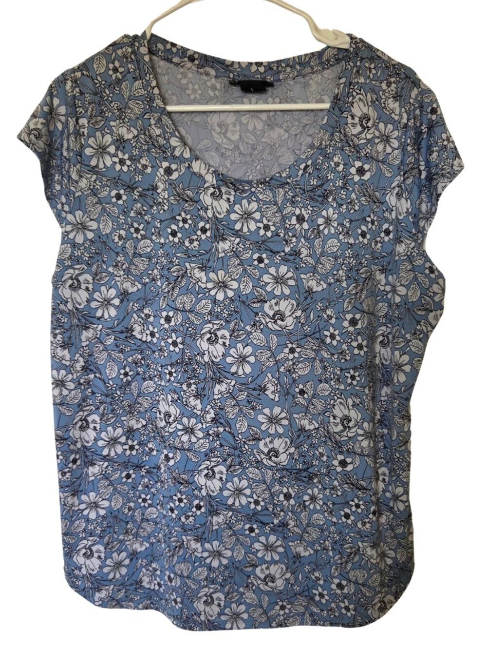 Baby Blue Floral Casual / Work Tunic Top